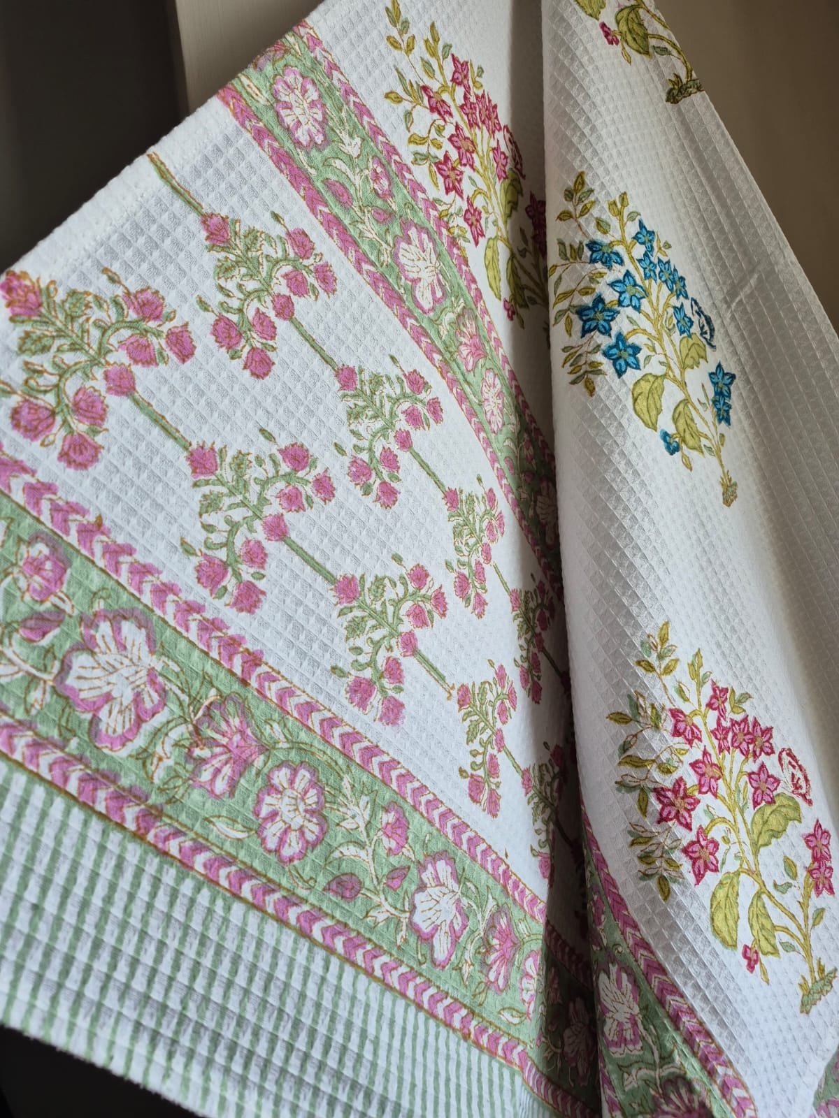 Hand-Block Printed Waffle Cotton Bath Towel (9) - Image 2