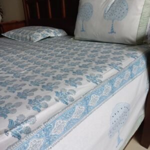 Hand-Block 240 TC Percale 30s Cotton Bedsheet (108x108) (01)
